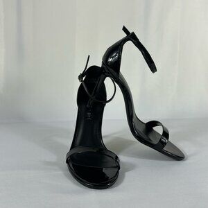 Madden Girl Brazen Heeled Sandal- Black Patent-size 8.5